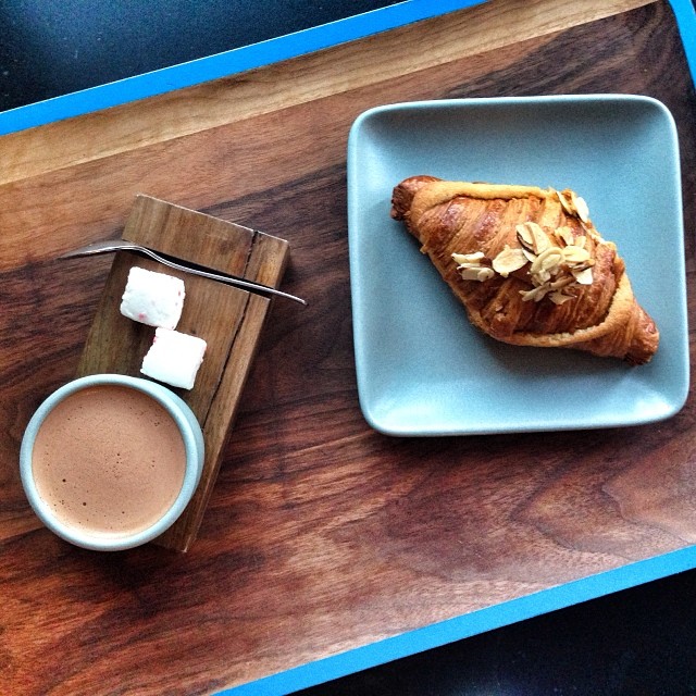 Sipping Chocolate and Almond Croissant